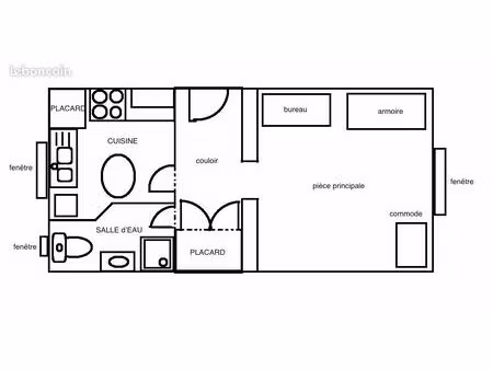 appartement f1 bis creil centre ville proche gare + parking