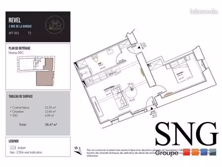 appartement 2 pièces 38 m²