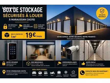 ? box de stockage sécurisés - garde-meubles - accès 24h/24 - béziers / maraussan