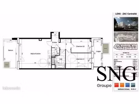 appartement 3 pièces 71 m²