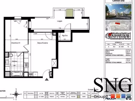 appartement 2 pièces 41 m²