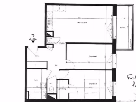 appartement 3 pièces 61 m²