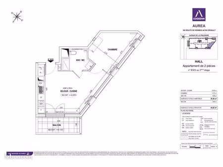 appartement 2 pièces 39 m²