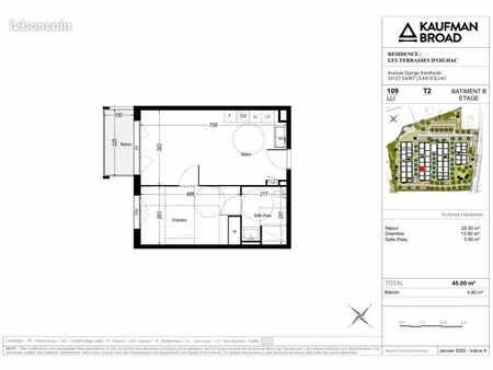 appartement 2 pièces 45 m²