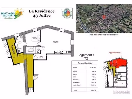 appartement 2 pièces 59 m²