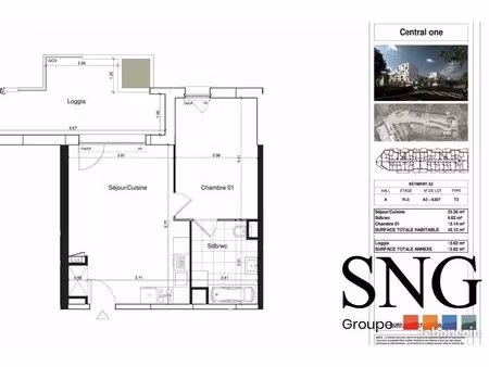 appartement 2 pièces 43 m²