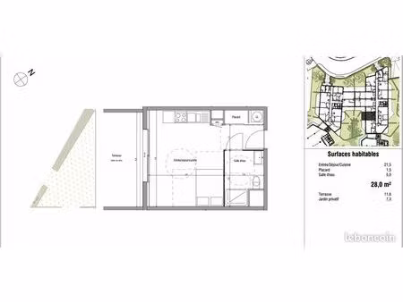 t1 meublé à l'année neuf 28 m² + terrasse 11 m² + jardin 7m² – biarritz larochefoucauld