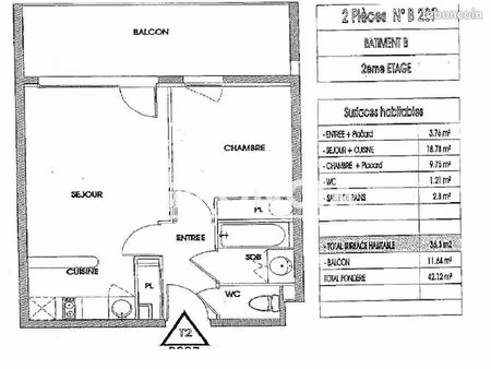 appartement 2 pièces 36 m²