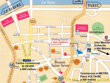 parking proche st sever  cliniques mathilde/europe