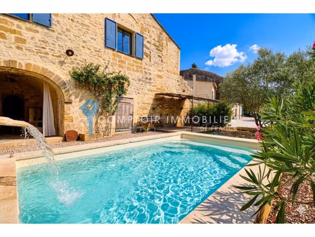 entre nimes et uzes : grande maison de village avec dépendan