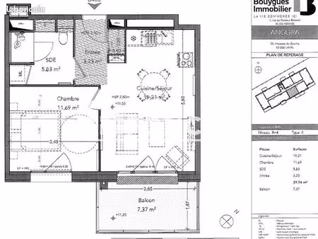 appartement 2 pièces 39 m²