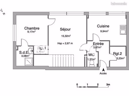 appartement 2 pièces 46 m²