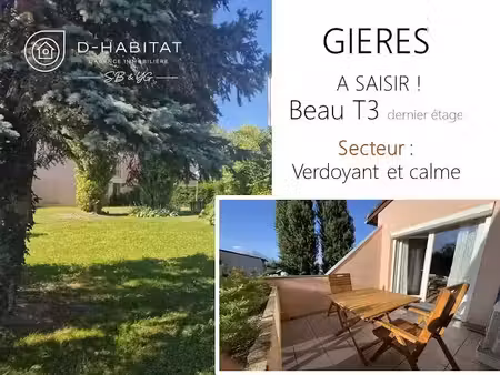 vente appartement 3 pièces 75.35 m² à gieres (38610)  249 000 €