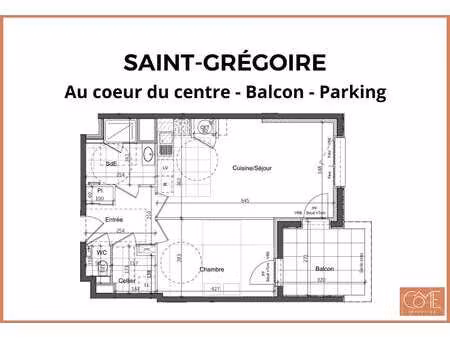 vente appartement 2 pièces à saint-grégoire (35760) : à vendre 2 pièces / 49m² saint-grégo