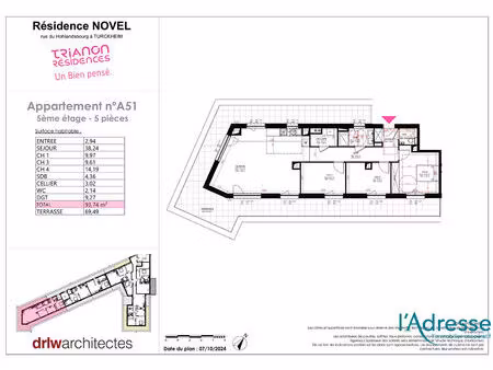 vente appartement 5 pièces  93.74m²  turckheim