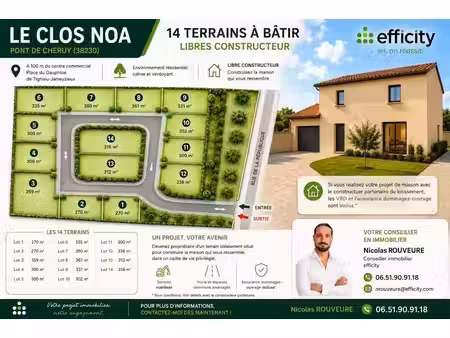 vente terrain 270 m² à pont-de-chéruy (38230)  125 000 €