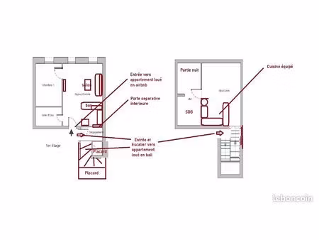 duplex sous divisé en 2 t2 tout équipés compans caffarelli plusieurs possibilités