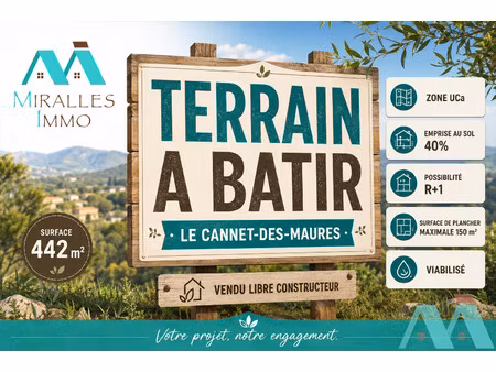 le cannet-des-maures - terrain à bâtir 442m2 libre construct