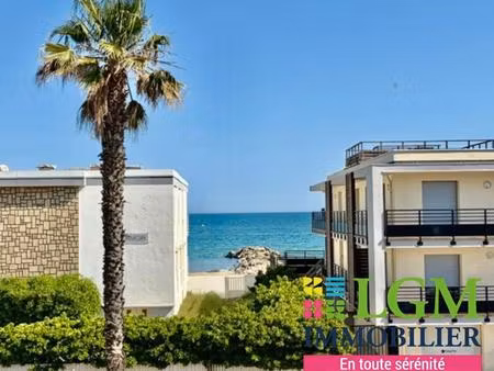palavas les flots : appartement t3 avec vue mer  terrasse cellier et cave
