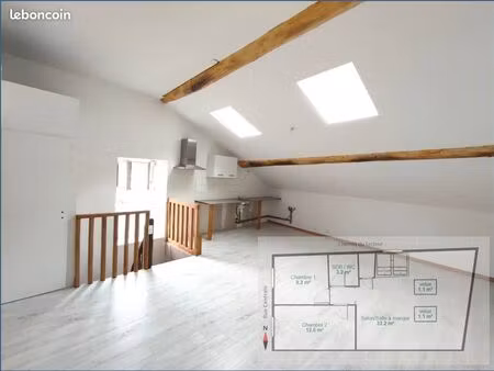 t3 - lumineux - 54m² - 38 min en train de lyon part-dieu - ref: 20rc4