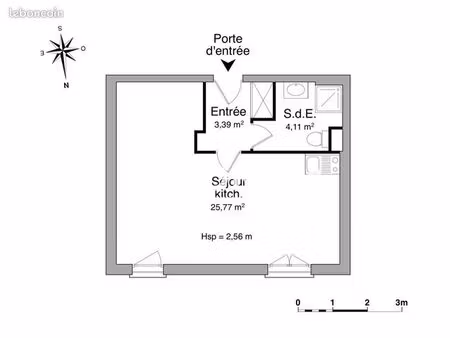 studio 1 pièce 33 m²