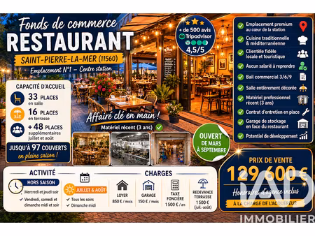 vente locaux professionnels 0 pièces 80 m² à fleury (11560)  129 600 €