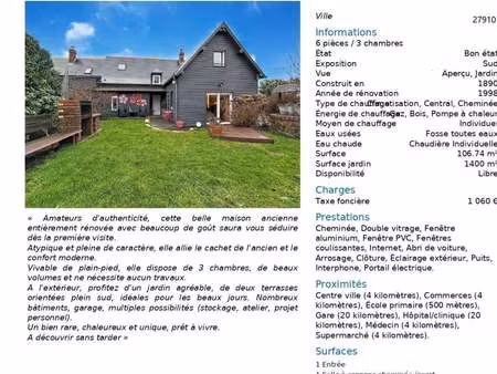 vente maison à letteguives (27910) : à vendre / 107m² letteguives