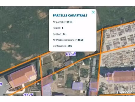 terrain constructible clos de 805m2 non viabilisé / très tranquille / proche église