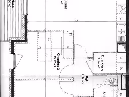 t3 proche part dieu 62 m²