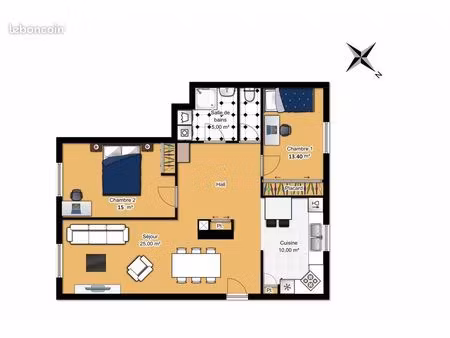 appartement 3 pièces 78 m²