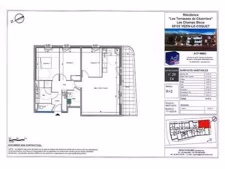 location appartement 4 pièces à vezin-le-coquet (35132) : à louer 4 pièces / 84m² vezin-le