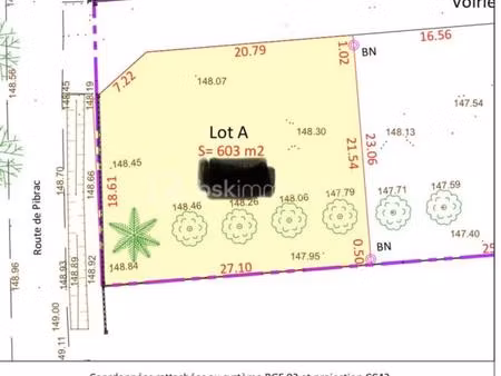 cornebarrieu  terrain de 600m2 viabilisé