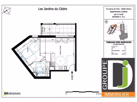 achat appartement 2 pièces 41m² valence 26000