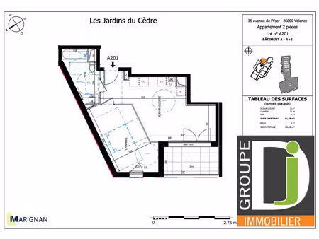 achat appartement 2 pièces 42m² valence 26000