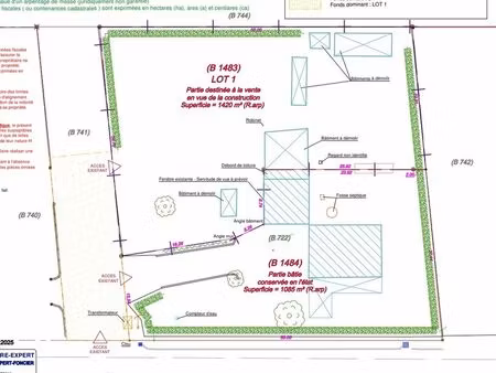 terrain 1420m2 constructible proche nailloux