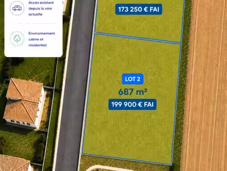terrain constructible et viabilisé 687 m² - bourgneuf (17220)