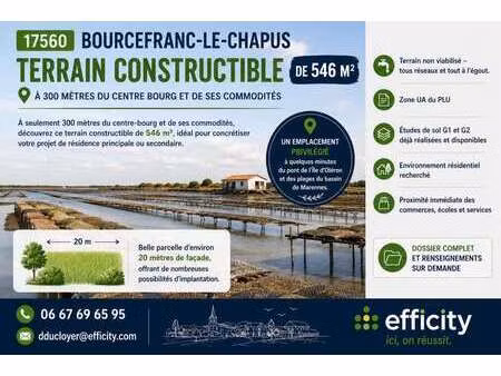 vente terrain à bourcefranc-le-chapus (17560) : à vendre / 546m² bourcefranc-le-chapus