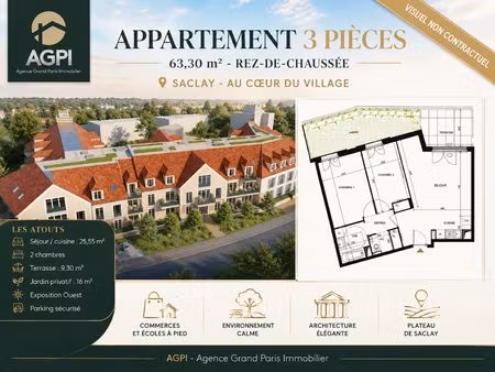 appartement neuf 3 pièces à vendre à saclay – rez-de-chauss