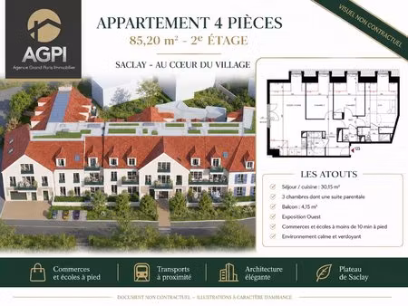 appartement neuf 4 pièces à vendre à saclay – 85 20 m² –