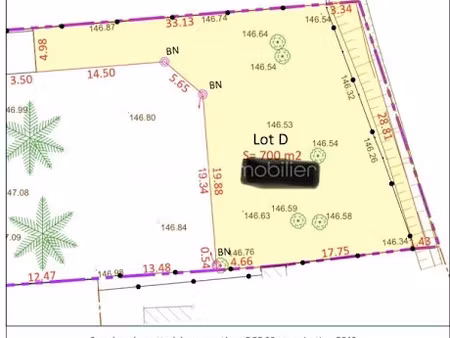 vente terrain 700 m² à cornebarrieu (31700)  210 000 €