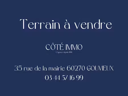 vente terrain à batir 1750 m² à gouvieux (60270)  308 000 €