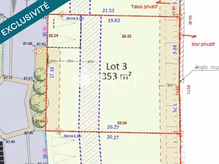 vente terrain 353 m² landivisiau (29400)