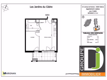achat appartement 2 pièces 43m² valence 26000