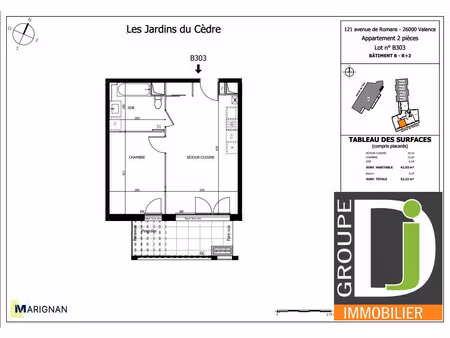 achat appartement 2 pièces 43m² valence 26000