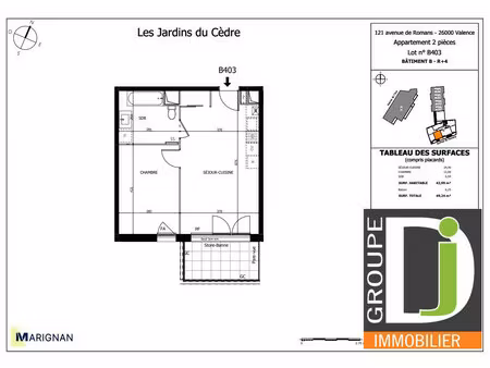 achat appartement 2 pièces 43m² valence 26000