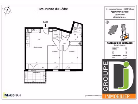 achat appartement 3 pièces 59m² valence 26000