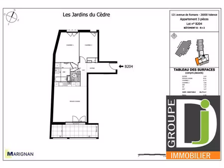 achat appartement 3 pièces 67m² valence 26000