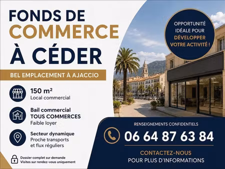 vente commerce 1 pièce 100 m² ajaccio (20000)