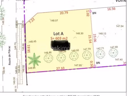 vente terrain 603 m² à cornebarrieu (31700)  179 000 €