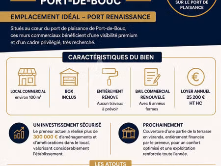 vente murs  100.00m²  port